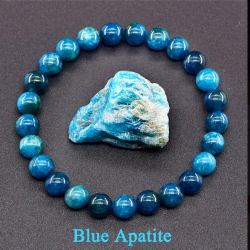 Bracelet Blue Apatite Natural Stone Beaded Chakra jewelry Healing 8mm Bracelets